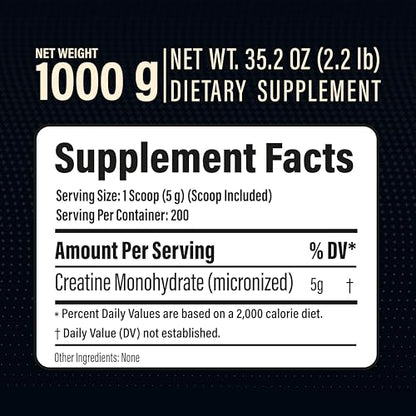 METALIFE 100% Pure Creatine Monohydrate Powder, Canada-Made, 1000 g (200 Servings) Micronized Powder, Muscle Growth, Unflavored, Ideal for Athletes & Fitness Enthusiasts, Third party lab tested, Vegan METALIFEBuy Supplements Australia