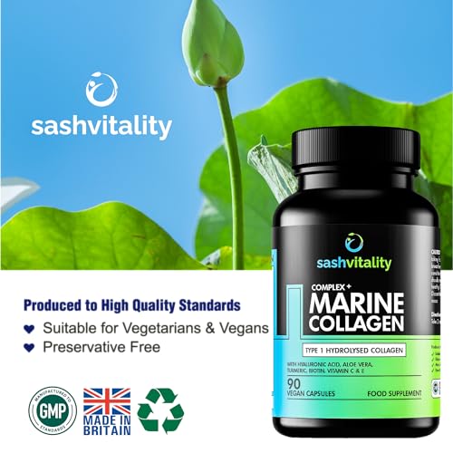 Marine Collagen Supplements - 90 Capsules with Vitamin C, Vitamin E, Hyaluronic Acid, Aloe Vera, Turmeric SASH VitalityBuy Supplements Australia