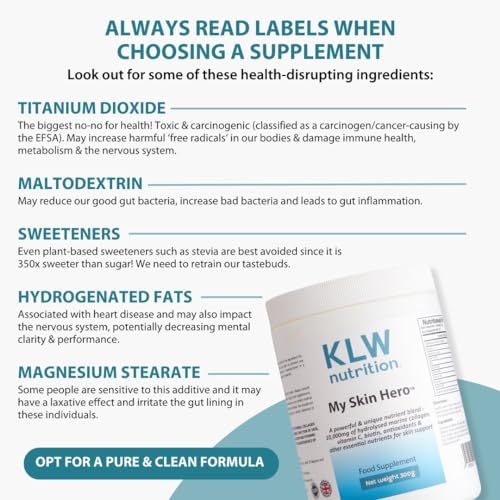 Marine Collagen Powder 10,000mg - with Vitamin C, Zinc, Biotin, Hyaluronic Acid - No fillers, sweeteners or additives KLW NutritionBuy Supplements Australia