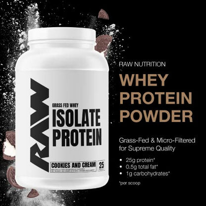 RAW Whey Isolate Protein Powder, Cookies N Cream - 100% Grass-Fed Sports Nutrition RAWBuy Supplements Australia