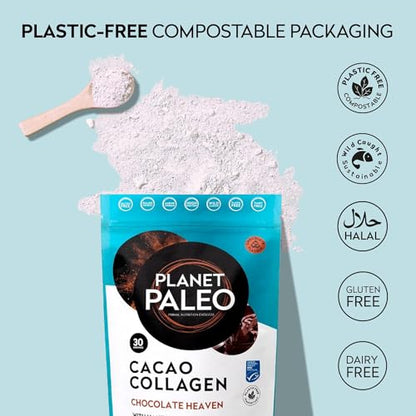 Planet PaleoCacao Collagen Powder (285g, 30 Servings) - MSC Certified, Wild Caught Marine Collagen Planet PaleoBuy Supplements Australia