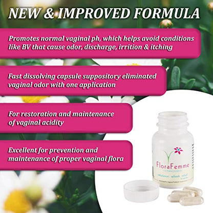 FLORAFEMME - pH Vaginal Probiotics Suppository - Supports pH Balance of Yeast & Bacteria FLORAFEMMEBuy Supplements Australia
