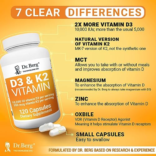 Dr. Berg's Vitamin D3 K2 Supplement w/MCT Oil - Includes 10,000 IU of Vitamin D3 Dr. Berg NutritionalsBuy Supplements Australia