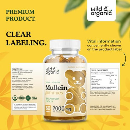 Wild & Organic Mullein Gummies - Daily Dietary Supplement for Respiratory, Digestive Wild & OrganicBuy Supplements Australia