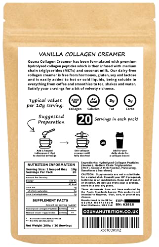 Collagen Coffee Creamer | Keto & Paleo | Premium Hydrolysed Collagen Peptides & Coconut MCT OZUNA NUTRITIONBuy Supplements Australia