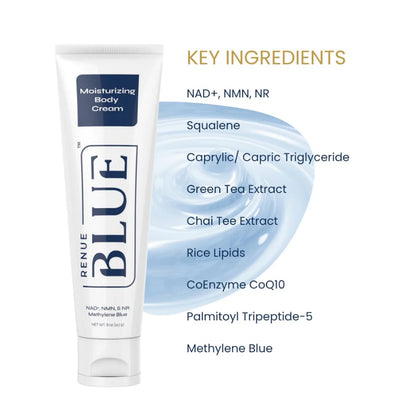 Renue Blue Methylene Blue Moisturizing Body Cream – Liposomal NAD+ Complex with Antioxidants, Peptides, and Botanical Extracts for Hydrated, Healthier‑Looking Skin Renue By ScienceBuy Supplements Australia