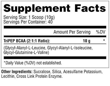 Metabolic Nutrition - TRIPEP - Tri-Peptide Branch Chain Amino Acid, BCAA Powder Metabolic NutritionBuy Supplements Australia