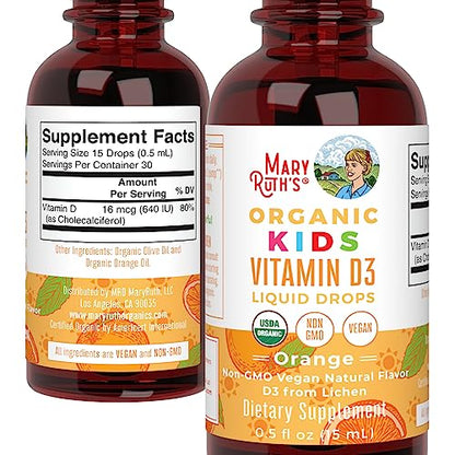 MaryRuth Organics USDA Organic Vitamin D3 Liquid Drops for Kids | 640 IU Vitamin D3 Per Serving | Kids Immune Support & Bone Health Supplement | Formulated for Ages 4-13 | 0.5oz | 30 Servings MARYRUTH'SBuy Supplements Australia