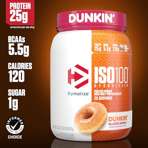 Dymatize ISO100 Hydrolyzed Protein Powder, 100% Whey Isolate, Dunkin' Glazed Donut DymatizeBuy Supplements Australia