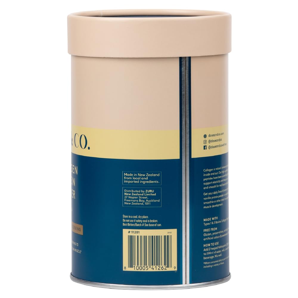 Dose & Co Collagen Protein Powder (Vanilla) 420g – Non-GMO, Gluten Free Collagen Peptides Supplement – 20g of Whey Protein, Vanilla DOSE & COBuy Supplements Australia