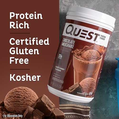Quest Nutrition Chocolate Milkshake Protein Powder, 22g Protein, 2g Net Carbs, 1g Sugar Quest NutritionBuy Supplements Australia