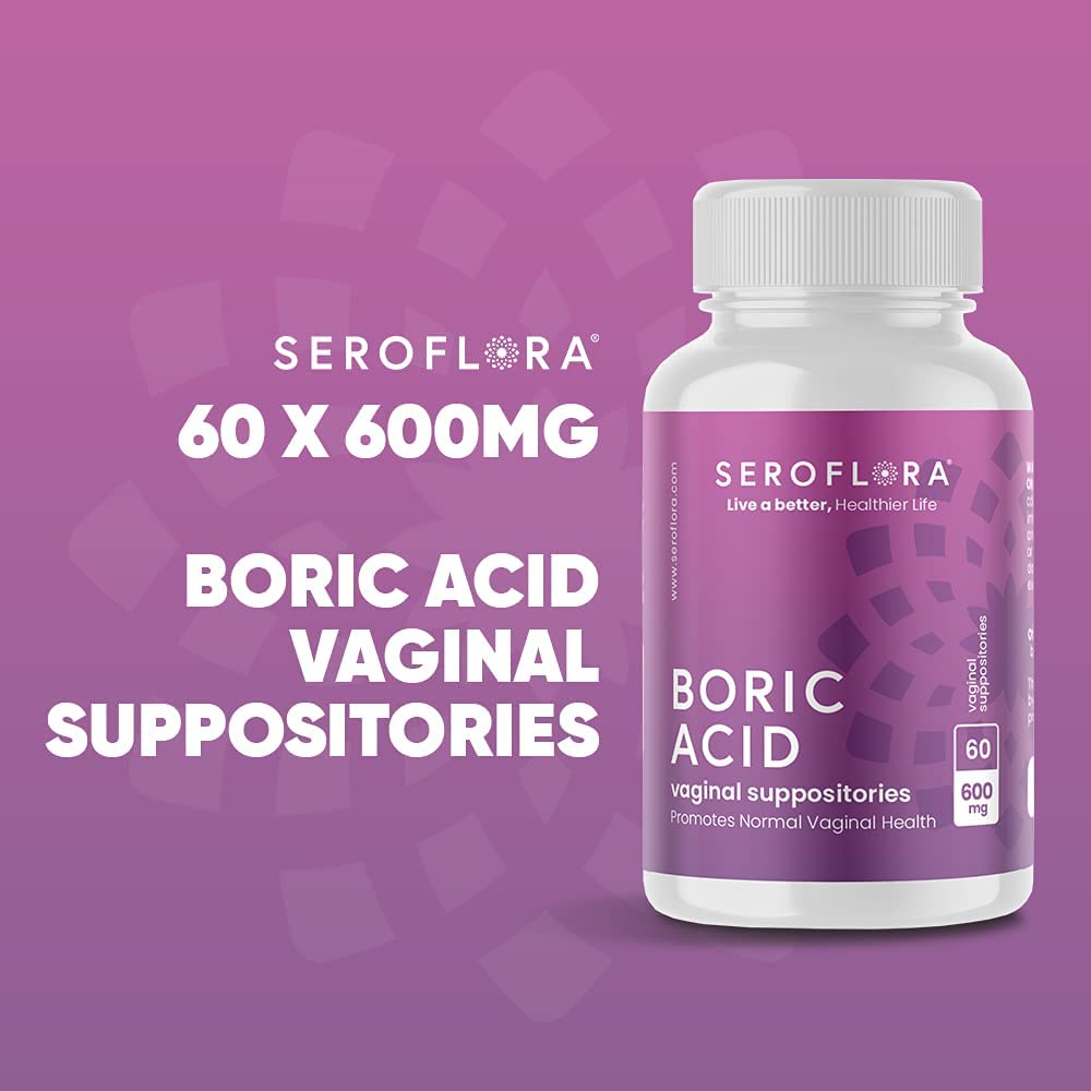 Seroflora Boric Acid 600mg Feminine Capsules, Feminine pH Support, Intimate Freshness for Women, Fast-Dissolving Capsules (60 Count) SerofloraBuy Supplements Australia