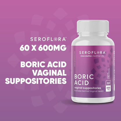 Seroflora Boric Acid 600mg Feminine Capsules, Feminine pH Support, Intimate Freshness for Women, Fast-Dissolving Capsules (60 Count) SerofloraBuy Supplements Australia
