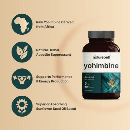 NatureBell Yohimbine HCL 5mg, 250 Softgels, Joybond* - Ultra Strength Yohimbine Bark NatureBellBuy Supplements Australia