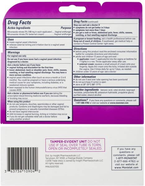 Monistat 7-Day Yeast Infection Treatment | Cream + External Itch Relief Cream | Pack of 2 MonistatBuy Supplements Australia