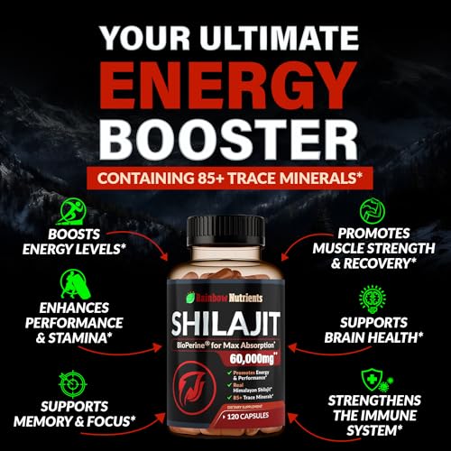 Pure Himalayan Shilajit Capsules Supplement (60,000mg+ Absorption Enhancer+50% Rainbow Nutrients, LLCBuy Supplements Australia