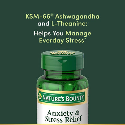 Nature's Bounty Stress Relief Ashwagandha KSM 66 Tablets, Mood Support, 50 Count Nature's BountyBuy Supplements Australia