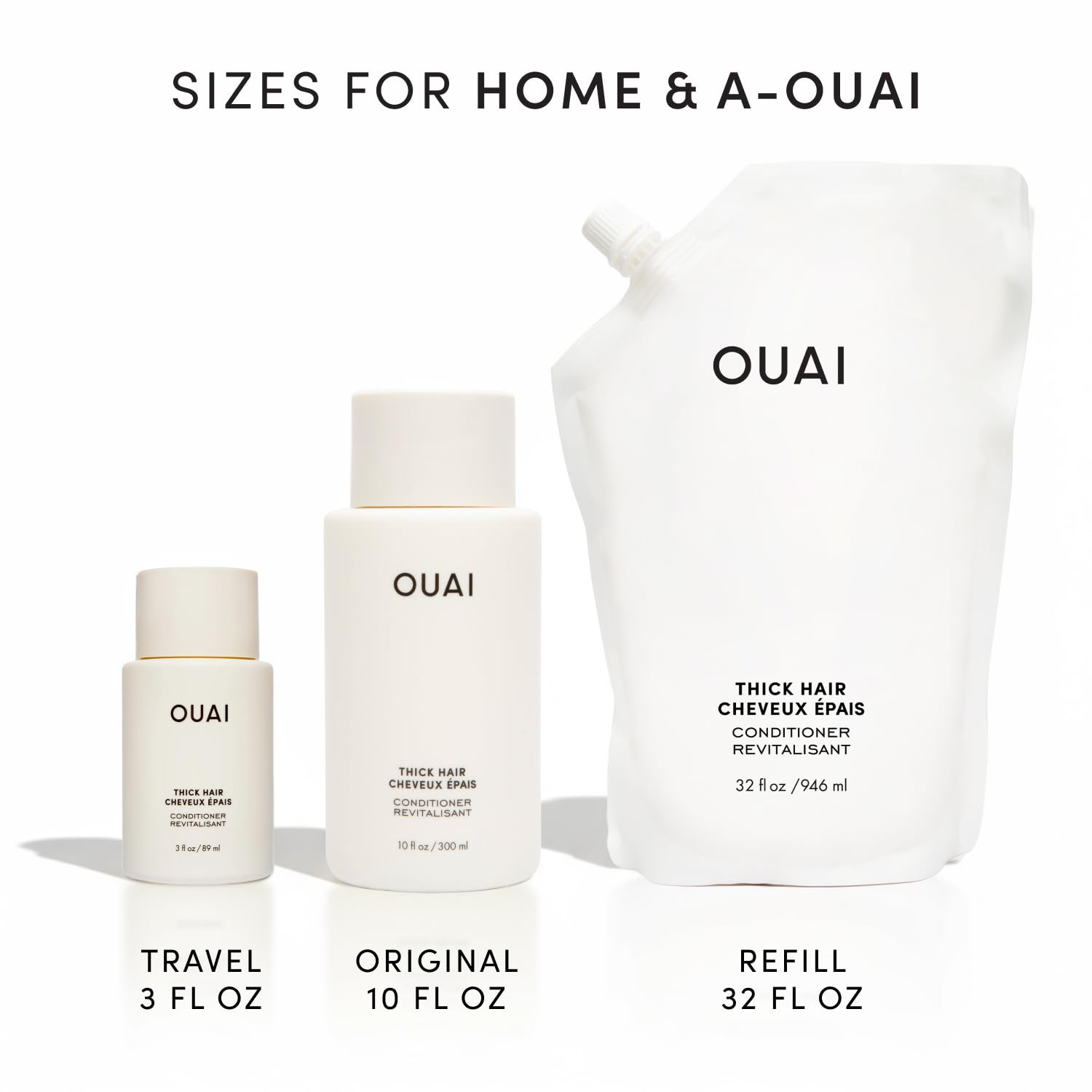 OUAI Thick Hair Conditioner Refill - Moisturizing Conditioner for Dry, Frizzy Hair - Keratin, Marshmallow Root, Shea Butter and Avocado Oil - Paraben, Phthalate & Sulfate Free (32 Oz) OUAIBuy Supplements Australia