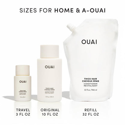 OUAI Thick Hair Conditioner Refill - Moisturizing Conditioner for Dry, Frizzy Hair - Keratin, Marshmallow Root, Shea Butter and Avocado Oil - Paraben, Phthalate & Sulfate Free (32 Oz) OUAIBuy Supplements Australia