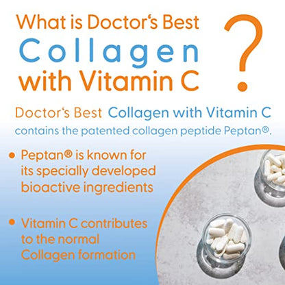Doctor's Best, Collagen Types 1 and 3, Peptane & Vitamin C, 1,000mg, 180 Tablets Doctor's BESTBuy Supplements Australia