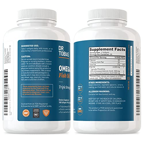 Dr. Tobias Omega-3 Fish Oil, Triple Strength, Supports Brain & Heart Health, 2000 mg Dr. TobiasBuy Supplements Australia