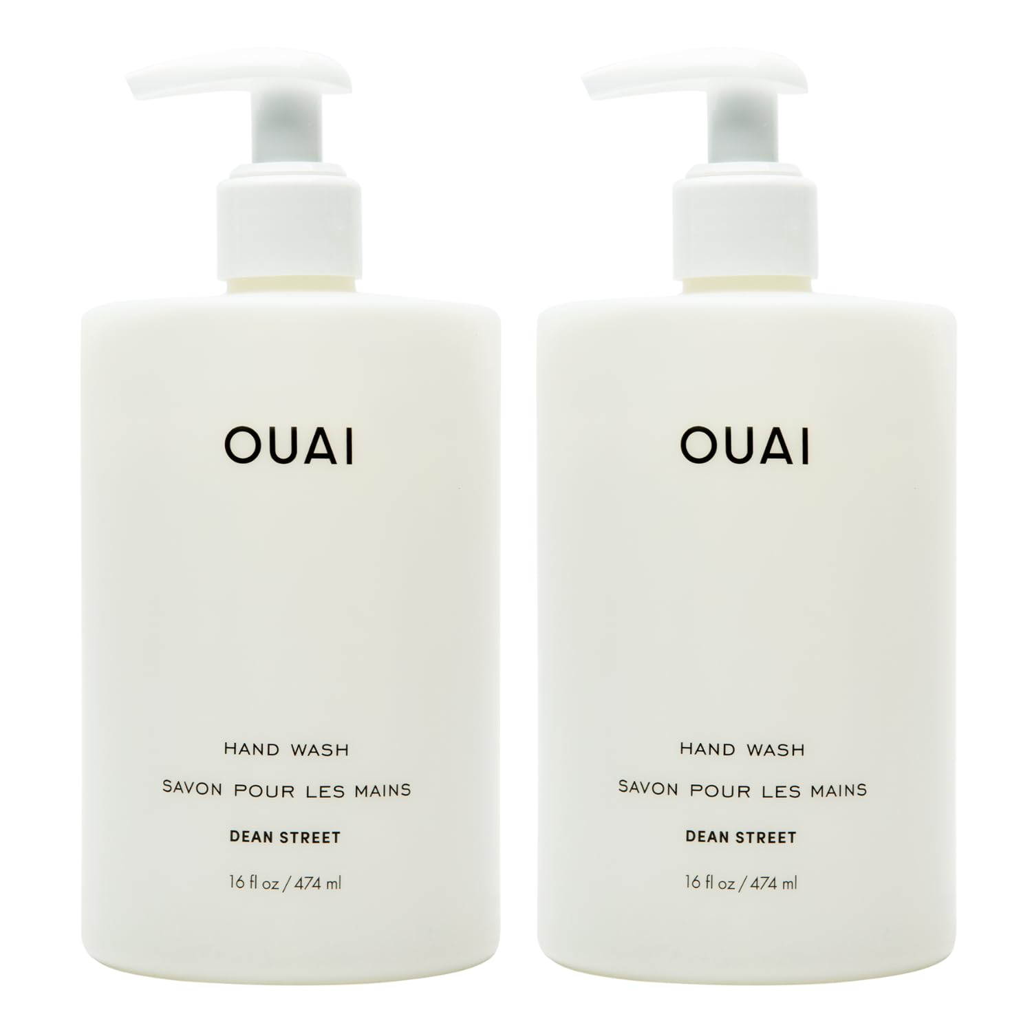 OUAI Hand Wash Full Size, Dean Street - Liquid Hand Soap with Jojoba, Avocado, & Rose Hip Oil for Replenished Skin - Gentle Exfoliating Kitchen & Bathroom Soap - (2 Pack, 16 Fl Oz Each) OUAIBuy Supplements Australia