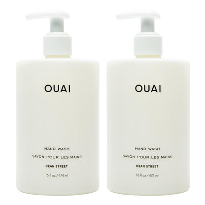 OUAI Hand Wash Full Size, Dean Street - Liquid Hand Soap with Jojoba, Avocado, & Rose Hip Oil for Replenished Skin - Gentle Exfoliating Kitchen & Bathroom Soap - (2 Pack, 16 Fl Oz Each) OUAIBuy Supplements Australia