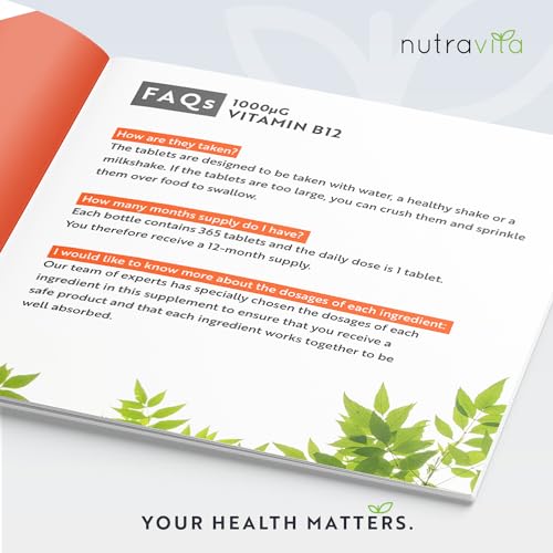 Vitamin B12 1000mcg - 365 High Strength Vegan Tablets (1 Year Supply) - Max Strength NutravitaBuy Supplements Australia