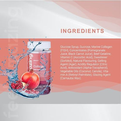 Collagen Gummies with Vitamins A and C, 500mg of Marine Collagen Per Serving, Advanced Skin Support, Feel AmazingBuy Supplements Australia