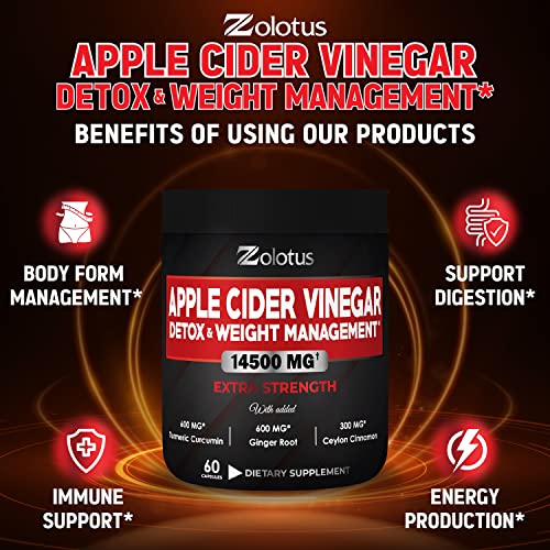 Zolotus 14x Strength Apple Cider Vinegar Capsules, Equivalent to 14500mg, with Turmeric ZolotusBuy Supplements Australia