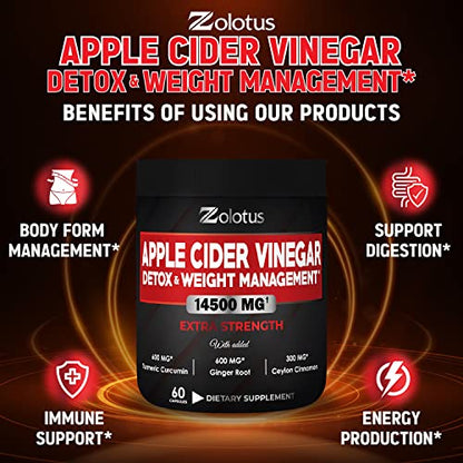 Zolotus 14x Strength Apple Cider Vinegar Capsules, Equivalent to 14500mg, with Turmeric ZolotusBuy Supplements Australia