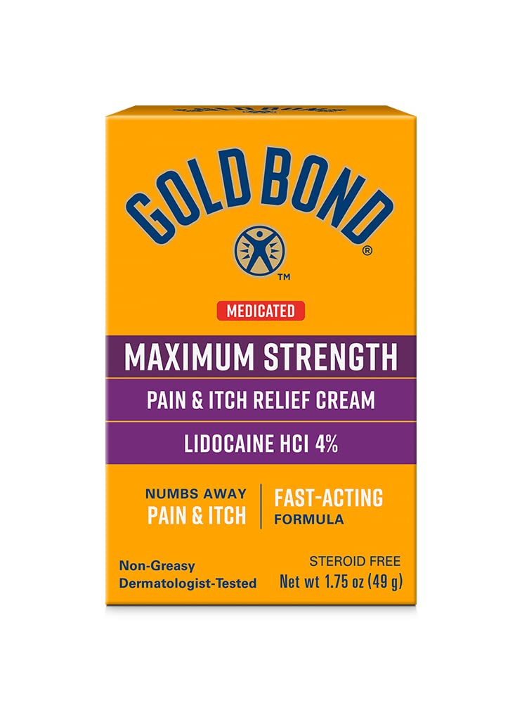 Gold Bond Medicated Maximum Strength Pain & Itch Relief Cream, Intense Itch Relief, 1.75 oz., with Lidocaine Gold BondBuy Supplements Australia