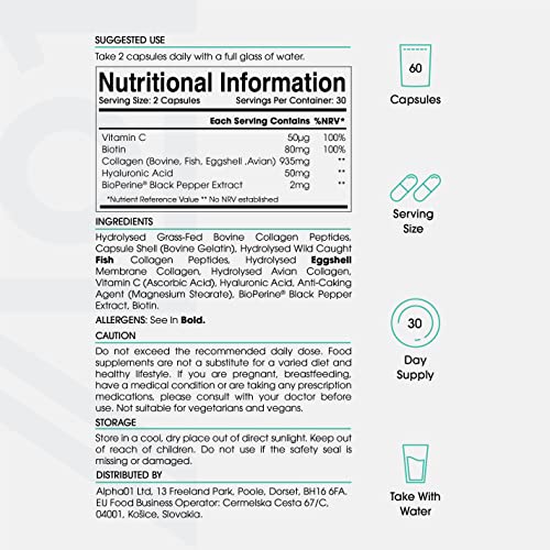 Multi Collagen Protein - Types I, II, III, V & X - Wild Caught Marine, Grass Fed Bovine, Eggshell Revive NaturalsBuy Supplements Australia