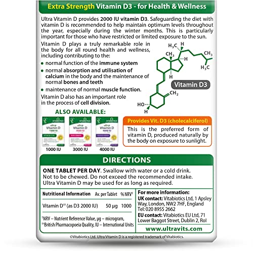 Vitabiotics Ultra Vitamin D Tablets 2000IU Extra Strength - 96 Count ( Pack of 1) Vitabiotics UltraBuy Supplements Australia