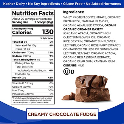 Orgain Whey Protein Powder, Creamy Chocolate Fudge - 21g Grass Fed Dairy Protein OrgainBuy Supplements Australia