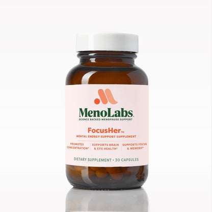 MenoLabs FocusHer dietary supplement bottle on a white background