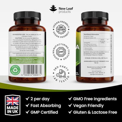 Ashwagandha 1200mg - 365 Vegan Tablets Pure High Strength Ashwagandha Root NEW LEAF PRODUCTSBuy Supplements Australia