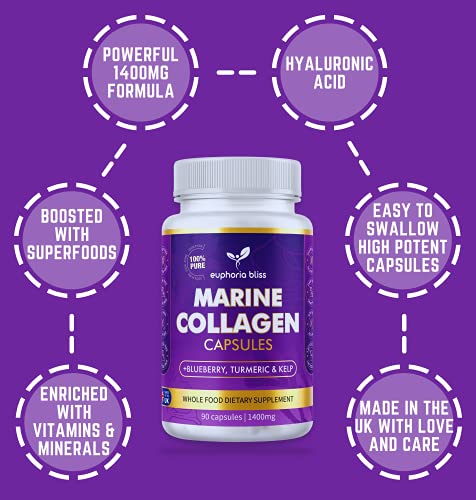 High Strength Marine Collagen Tablets - Skin, Hair, Nails & Joints - Fortified with Hyaluronic Acid Euphoria BlissBuy Supplements Australia