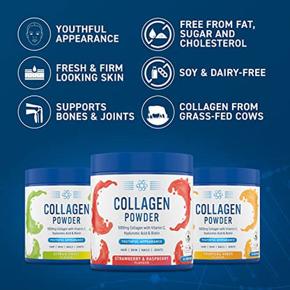 Applied Nutrition Collagen Powder - Strawberry & Raspberry Flavour - 5000mg Hydrolysed Bovine Flavoured Collagen Applied NutritionBuy Supplements Australia
