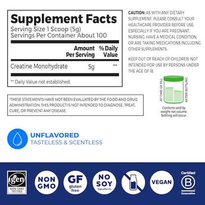Orgain Creatine Monohydrate Micronized Powder, 100 Servings, Unflavored, Supports Muscle Growth, Post Workout Recovery and Brain Health, No Artificial Additives, for Men & Women, Vegan OrgainBuy Supplements Australia