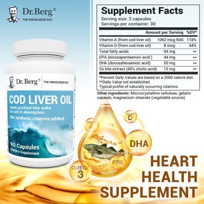 Dr. Berg Cod Liver Oil Capsules from Wild Caught Cod - No Smells or Bad Aftertaste Dr. Berg NutritionalsBuy Supplements Australia