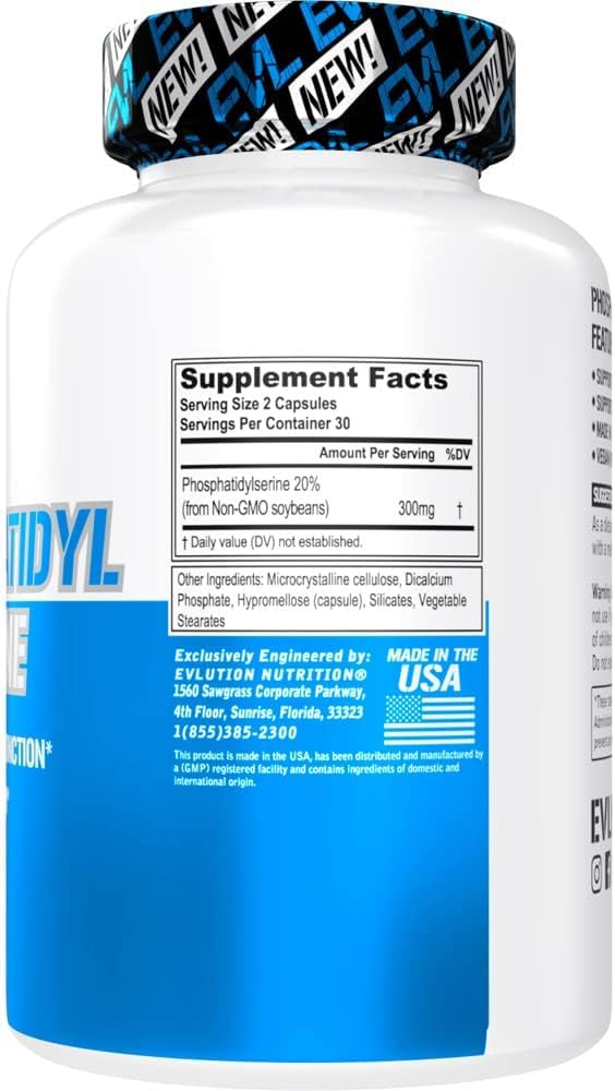 PhosphatidylSerine Nootropics Brain Support Supplement - Advanced Anti Aging Brain Health Supplement for Adults - Memory and Focus with Phosphatidylserine 300mg - EVL Vegan Non-GMO EvlutionBuy Supplements Australia