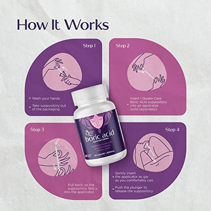Queen Care - Boric Acid Suppositories, Boric Acid Suppositories for Feminine Care, Safe & All-Natural pH Queen CareBuy Supplements Australia