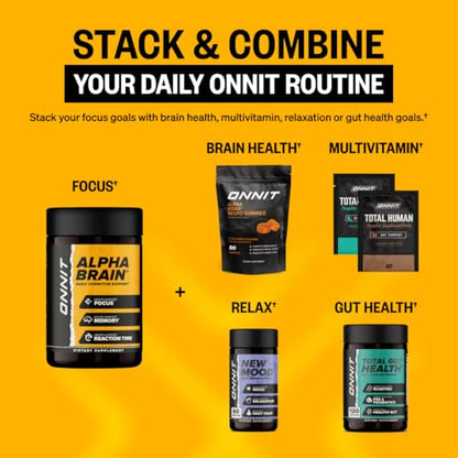 ONNIT Alpha Brain Nootropic Capsules for Men & Women, IGEN Non-GMO Tested Memory, Focus & Mental Clarity, with L-Theanine and Vitamin B6, 30 Count Each, Pack of 3 (90 Capsules) ONNITBuy Supplements Australia