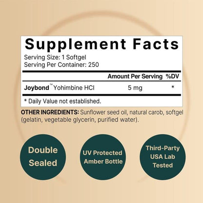 NatureBell Yohimbine HCL 5mg, 250 Softgels, Joybond* - Ultra Strength Yohimbine Bark NatureBellBuy Supplements Australia