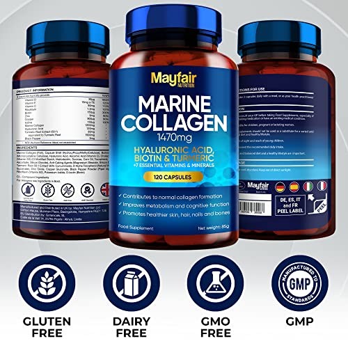 Mayfair Nutrition Marine Collagen 120 High Strength Capsules 1470mg Complex with Hyaluronic Acid Mayfair NutritionBuy Supplements Australia