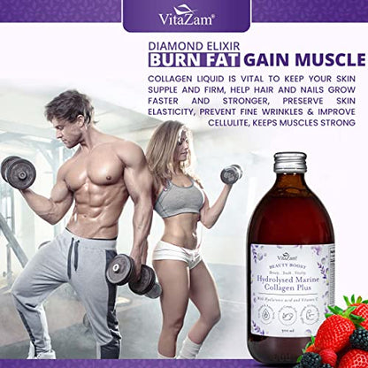 Diamond Elixir Marine Liquid Collagen Type 1 & 3 Hydrolysed Collagen Peptides 10000mg VitaZamBuy Supplements Australia