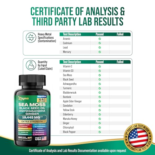 Sea Moss 7000mg Black Seed Oil 4000mg Ashwagandha 2000mg Turmeric 2000mg ZoyavaBuy Supplements Australia