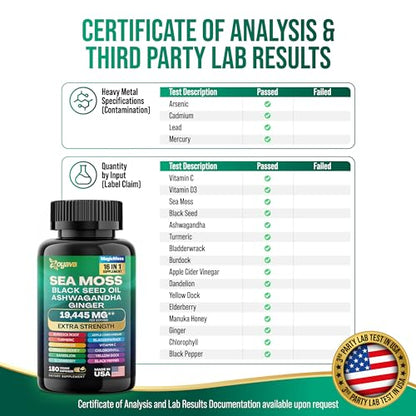 Sea Moss 7000mg Black Seed Oil 4000mg Ashwagandha 2000mg Turmeric 2000mg ZoyavaBuy Supplements Australia