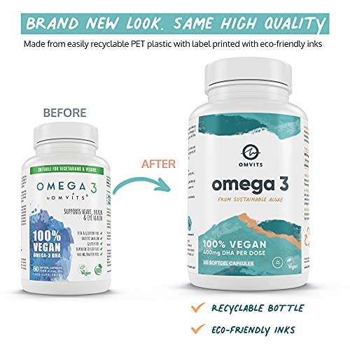 Omvits Vegan Omega 3 DHA from Algae Oil 1000mg - 60 Softgel Capsules with Vitamin E OmvitsBuy Supplements Australia